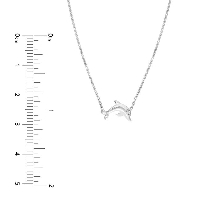 Plated Sterling Silver Mini CZ Dolphin Necklace