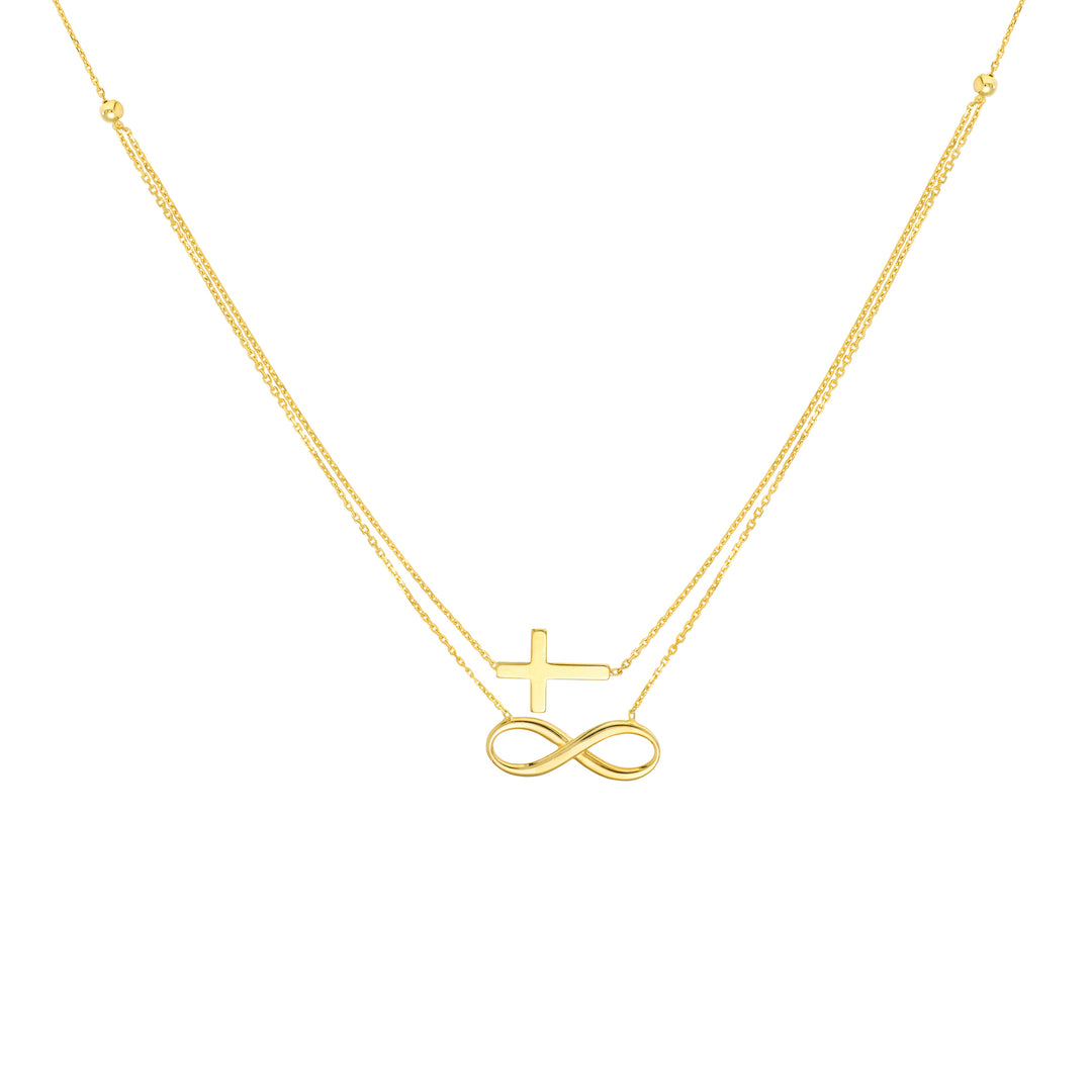 Cross and Infinity Layered Duo Necklace