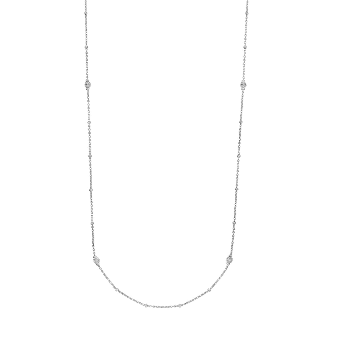 Sterling Silver D/C Bead and Mini Bead Long Necklace