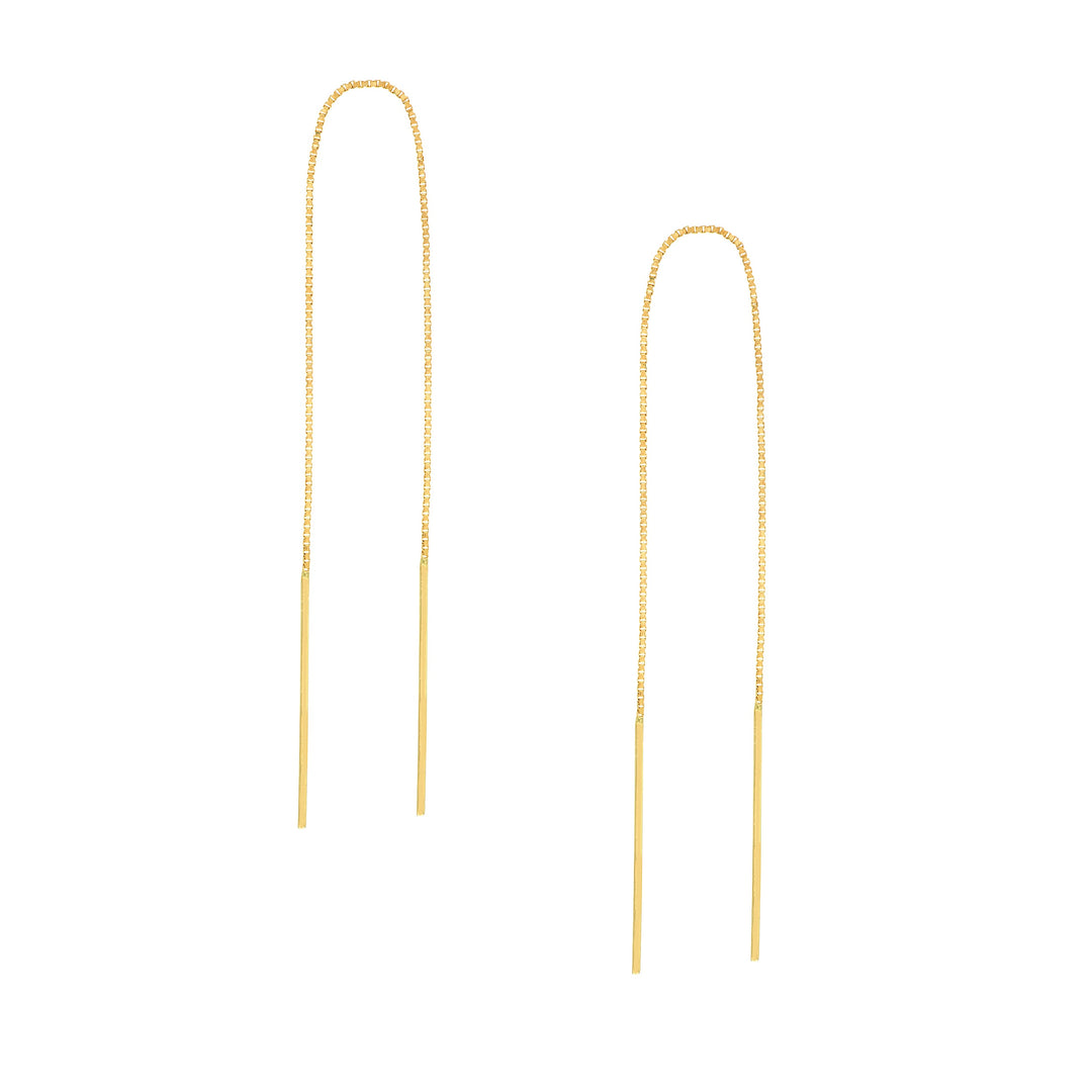 Staple Bar Threader Earrings on Box Chain