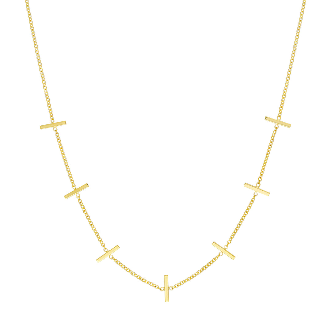 Seven Upright Staple Bars Necklace