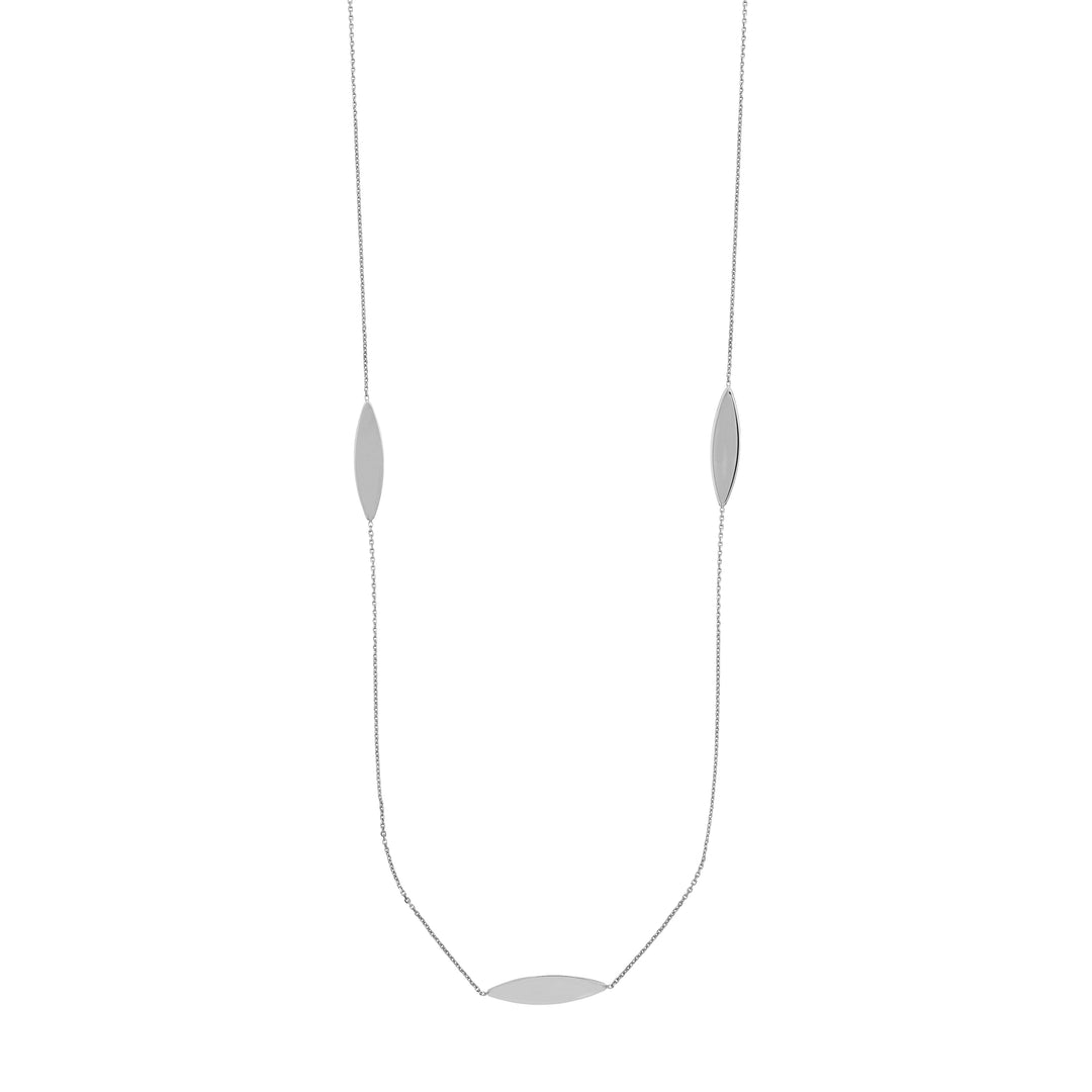Sterling Silver Marquise Station Long Necklace