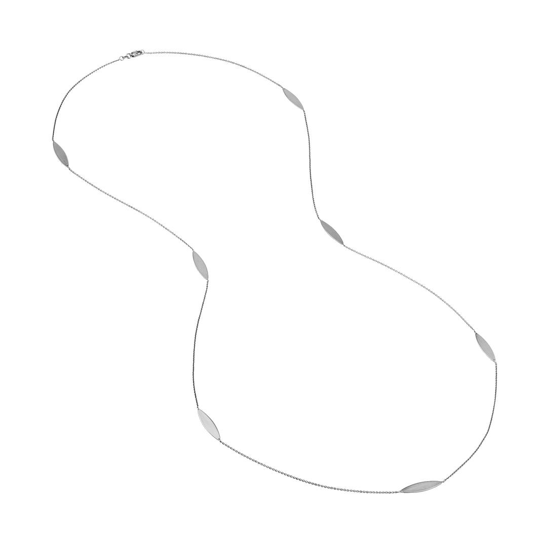 Sterling Silver Marquise Station Long Necklace