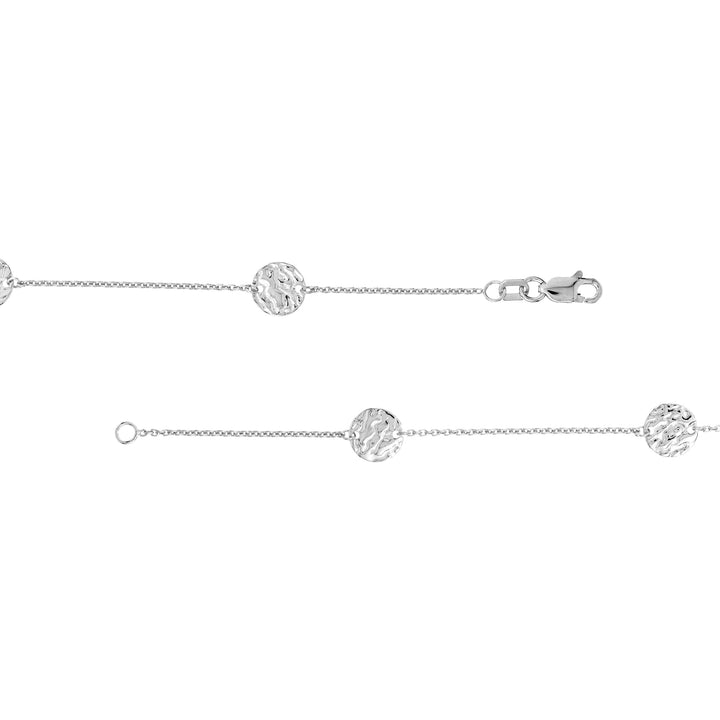 Sterling Silver Hammered Disc Station Long Necklace