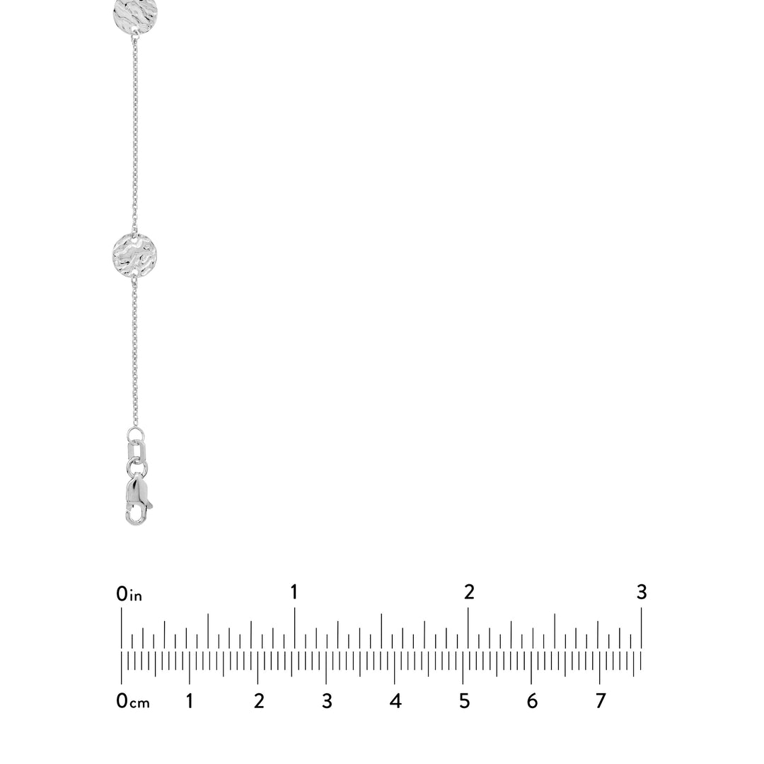 Sterling Silver Hammered Disc Station Long Necklace
