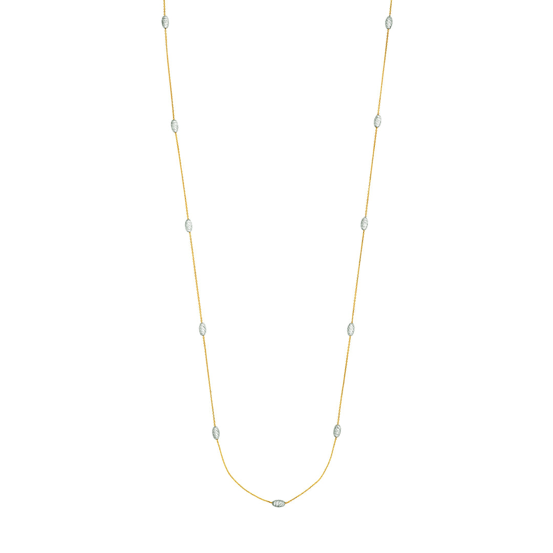 Long And Lovely Yllow/White Oval Bead Necklace