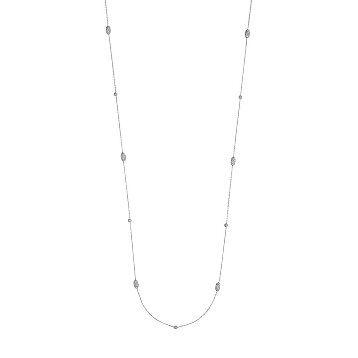 Sterling Silver Diamond-Cut Bead Station Long Necklace