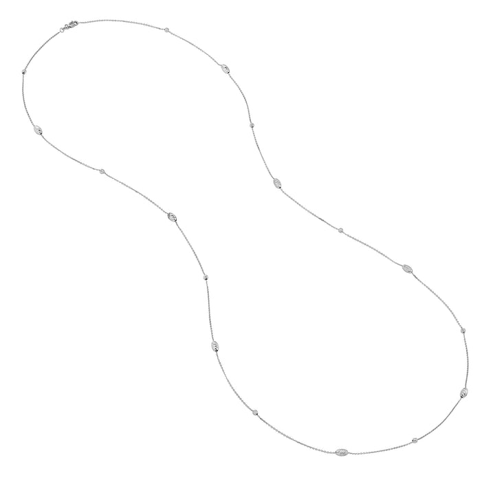 Sterling Silver Diamond-Cut Bead Station Long Necklace