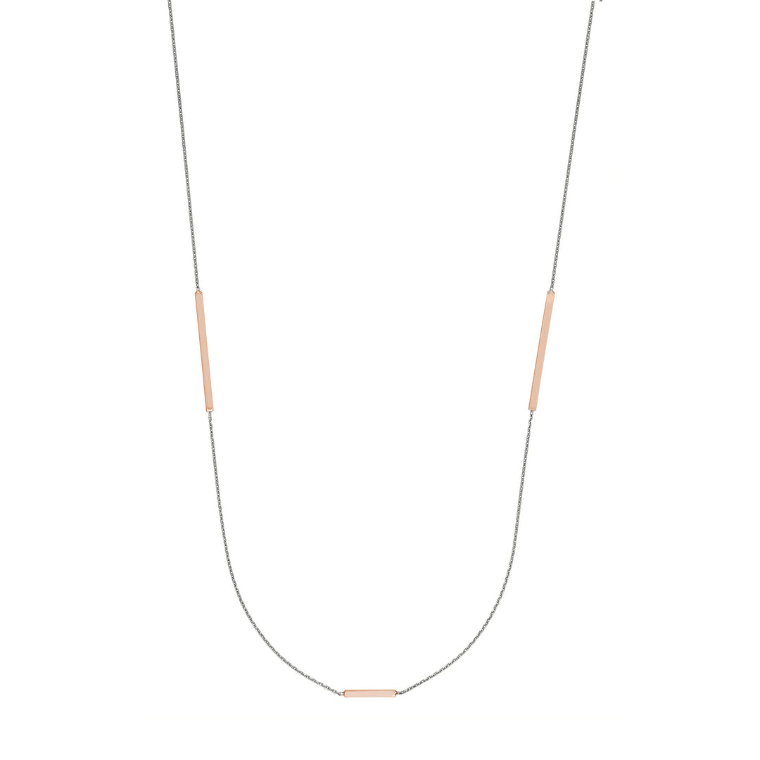 Long And Lovely Rose/White Bead Necklace