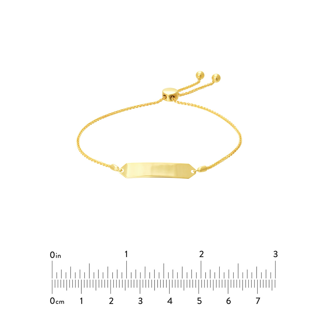 Engravable Hexagon ID Bar Bolo Bracelet