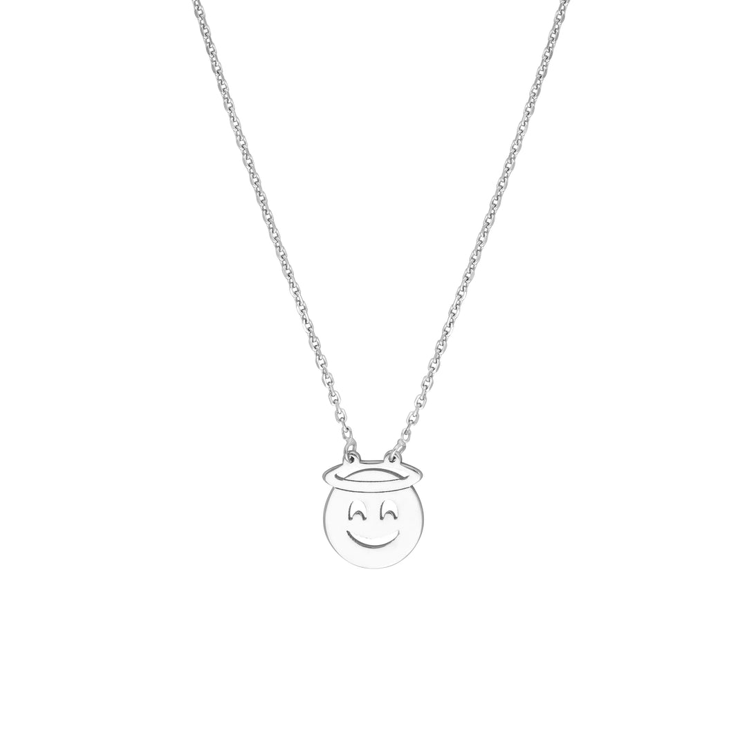 Sterling Silver Angel Emoji Adjustable Necklace