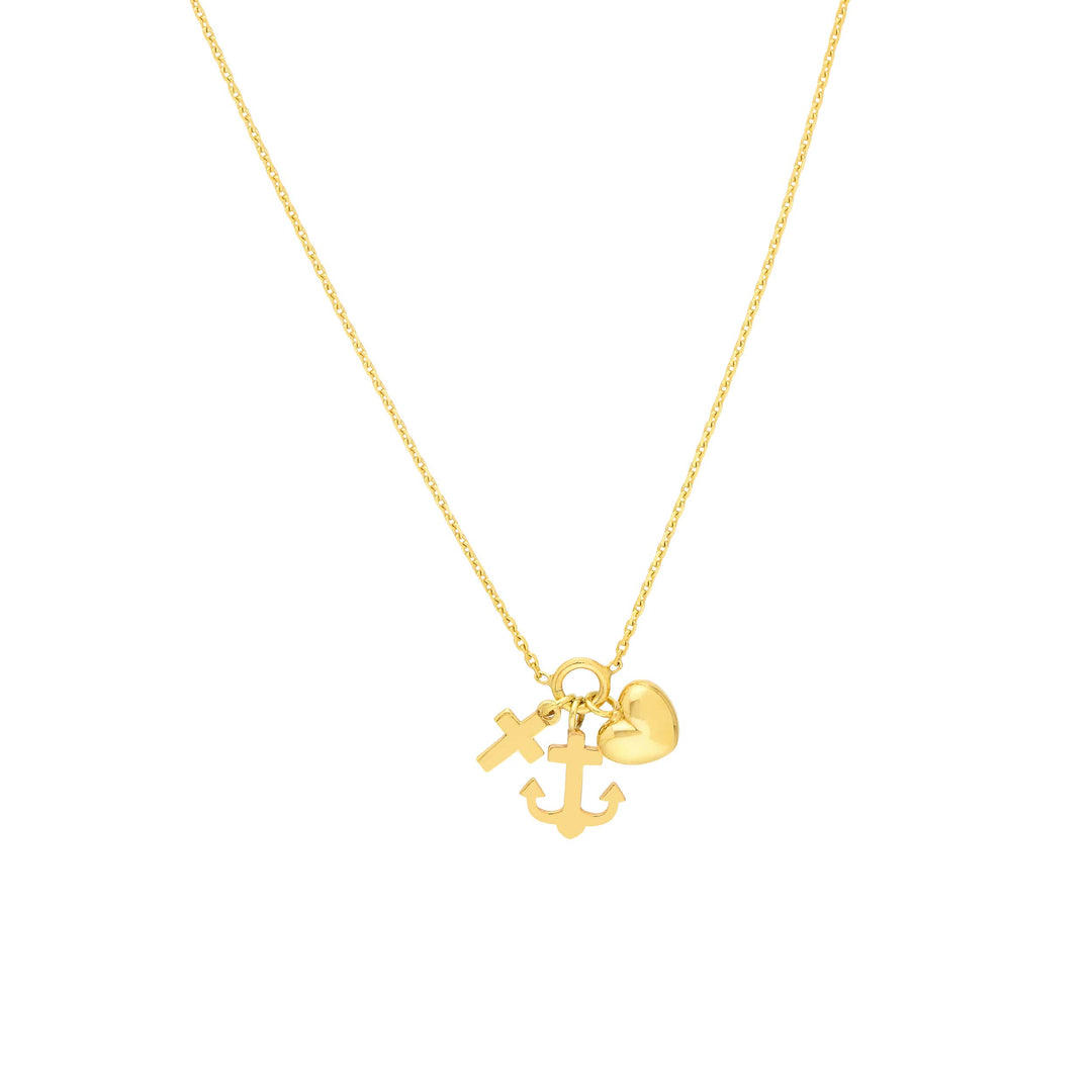 Heart/Anchor/Cross Trio Adjustable Necklace