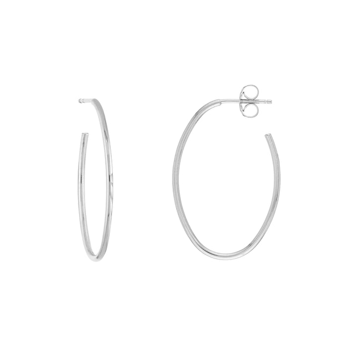 28mm x 19.5mm Oval Post Hoop Earrings