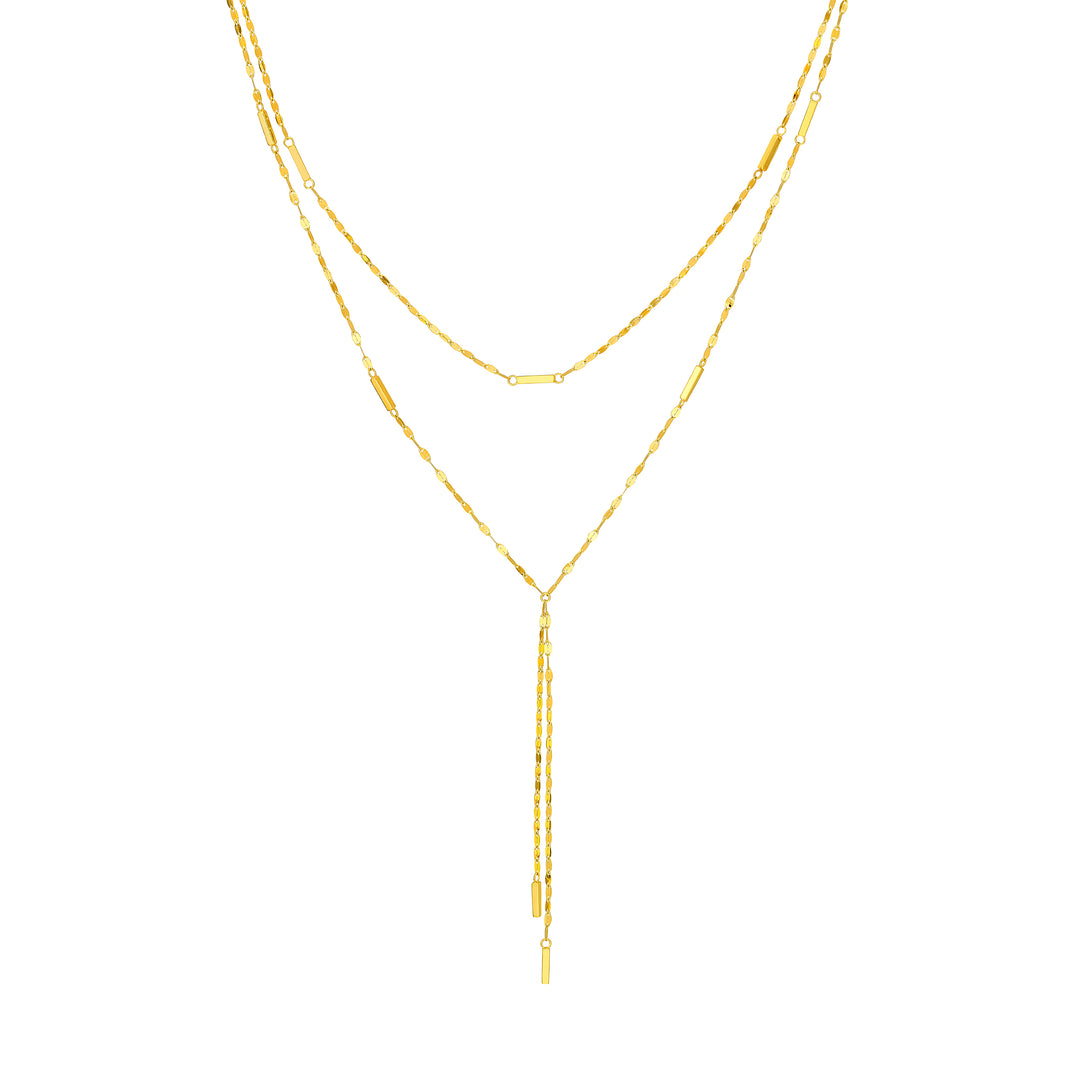 Double Stranded Hammered Bar Dangle Necklace