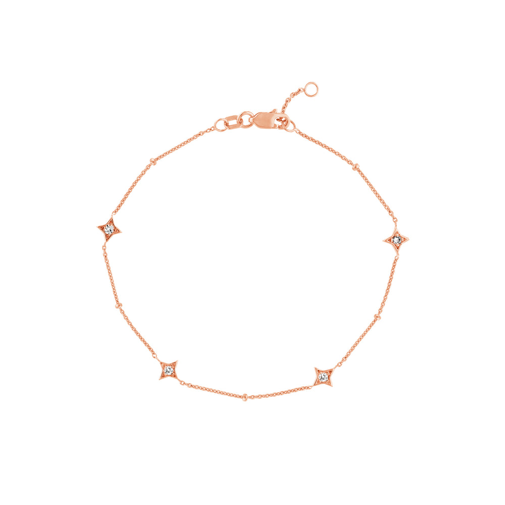 Diamond Star Bezels and Beads Bracelet