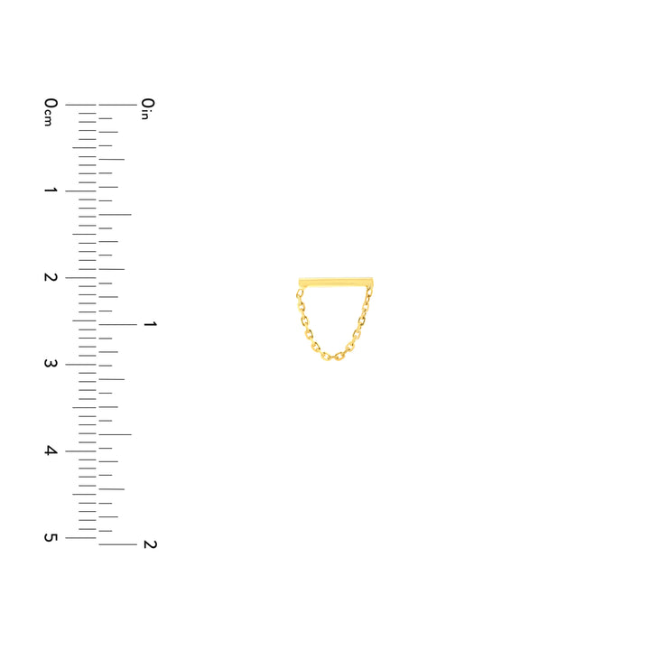 Horizontal Bar Earrings with Chain Drape