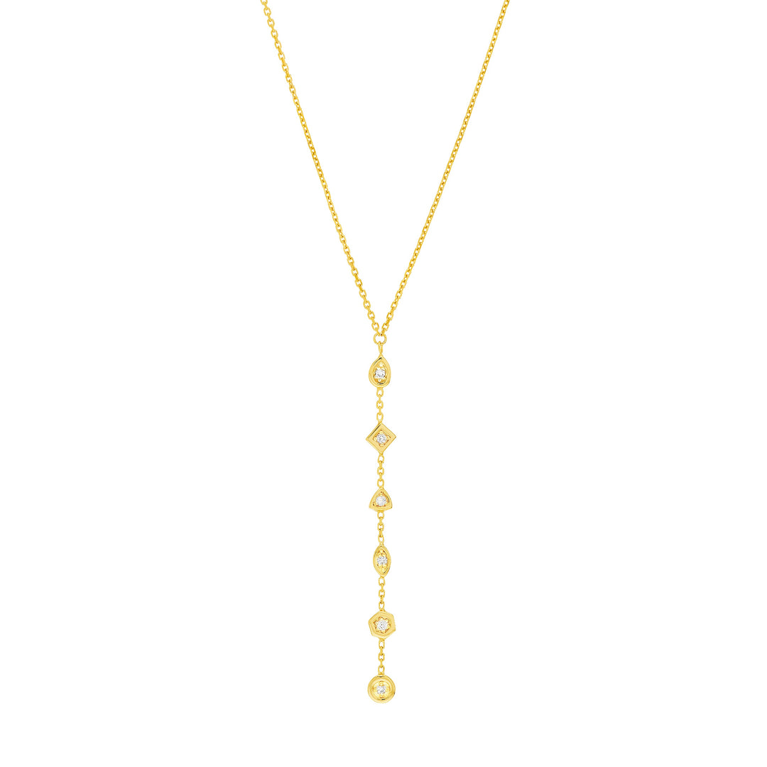 Lariat Necklace with Mixed Diamond Bezels