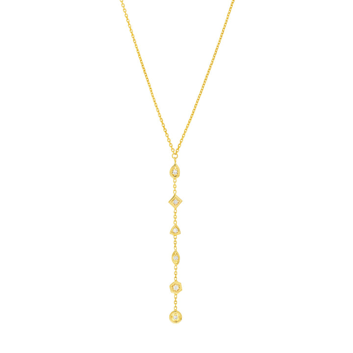 Lariat Necklace with Mixed Diamond Bezels