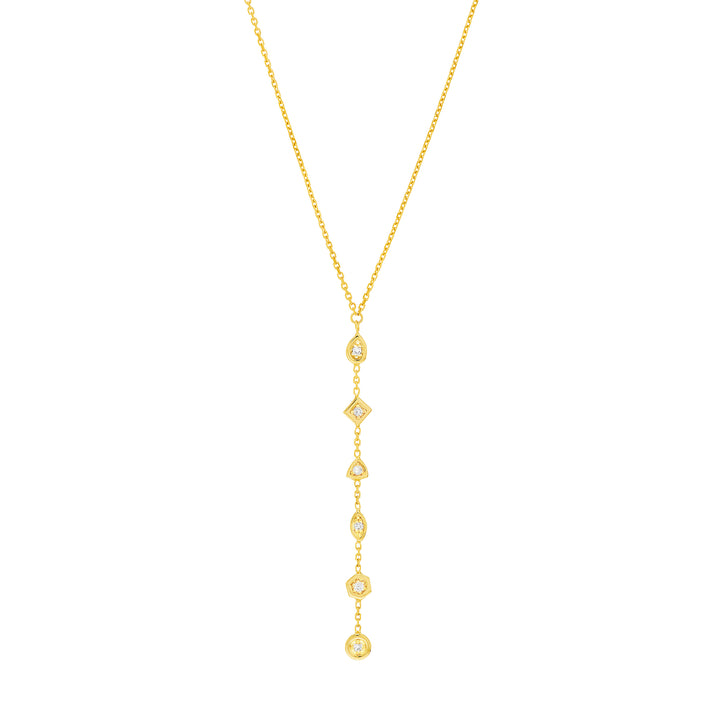Lariat Necklace with Mixed Diamond Bezels