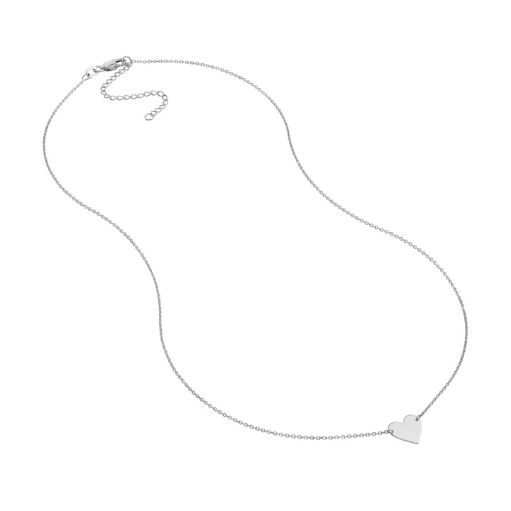 Plated Sterling Silver Polished Heart Necklace