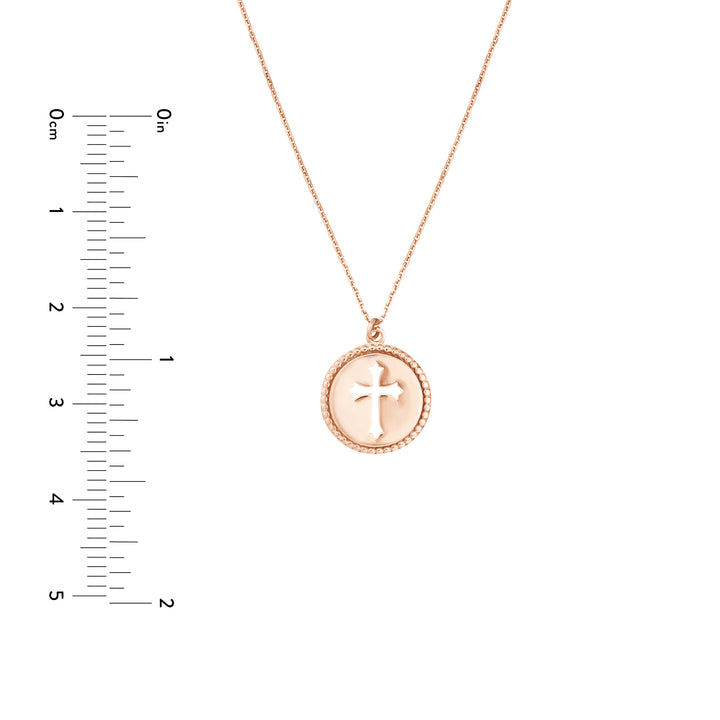 Cross Cutout Beaded Medallion Necklace