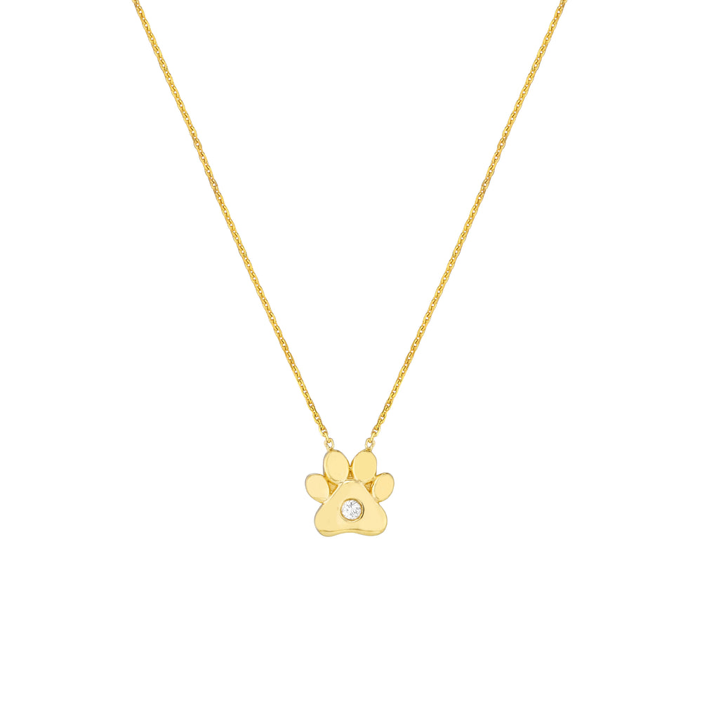 3pt Diamond Paw Pendant Necklace
