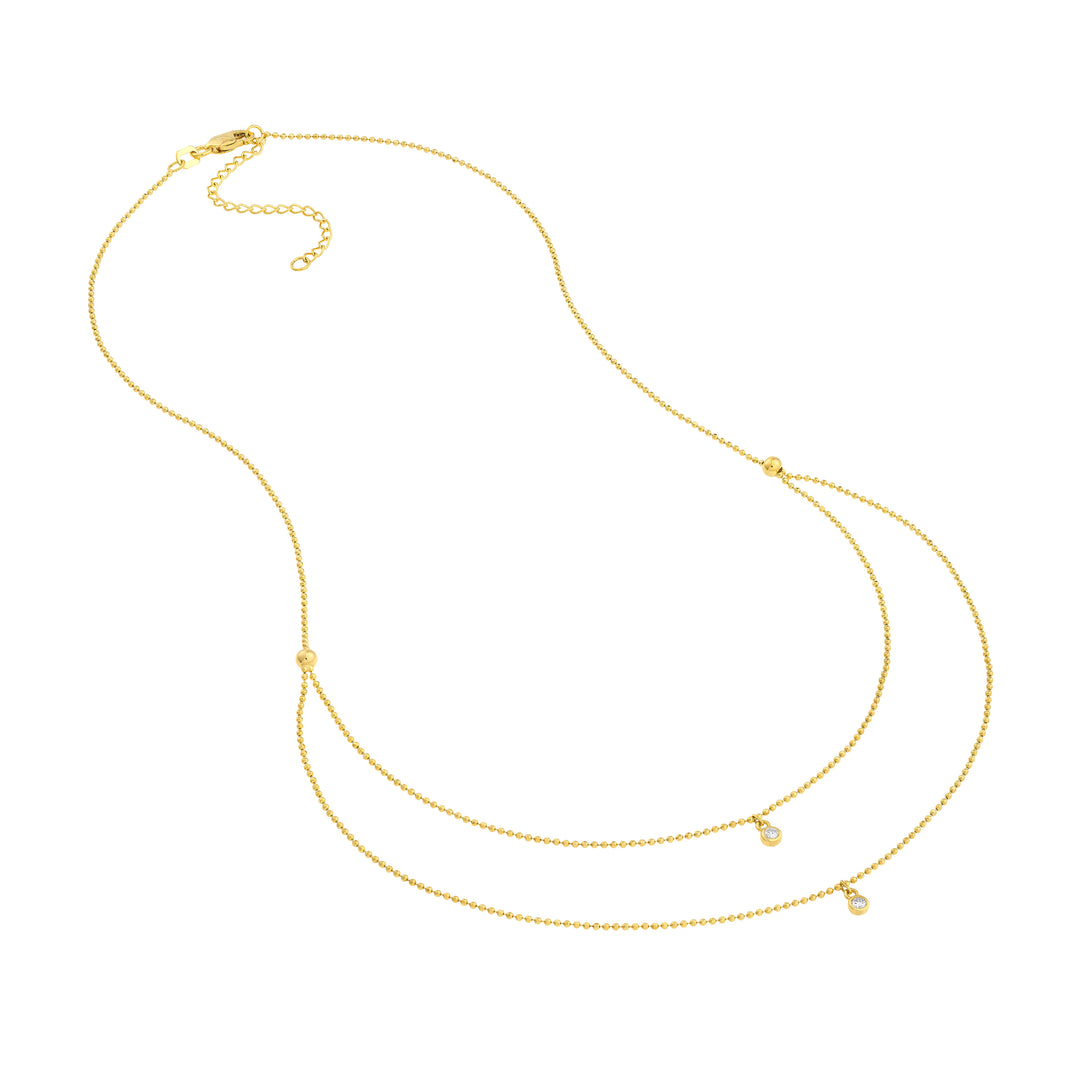 Diamond Drops Necklace on D/C Bead Chain