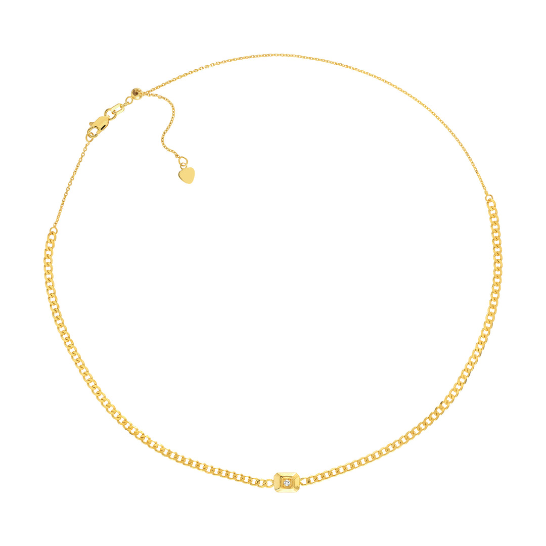 Raised Diamond Open Curb Chain Choker