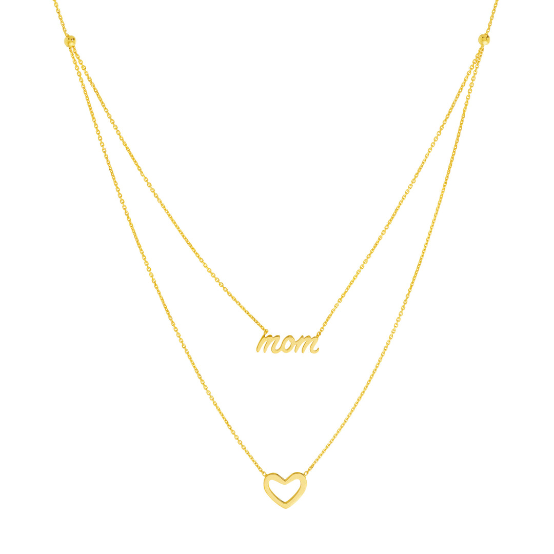 Script Mom and Open Heart Duet Necklace