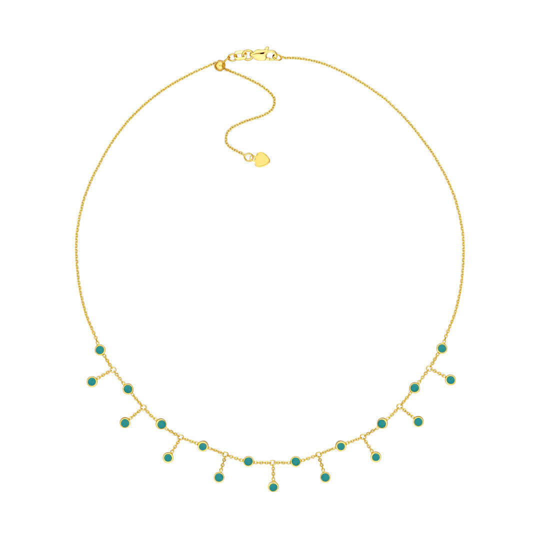 Turquoise Enamel Station and Dangle Choker