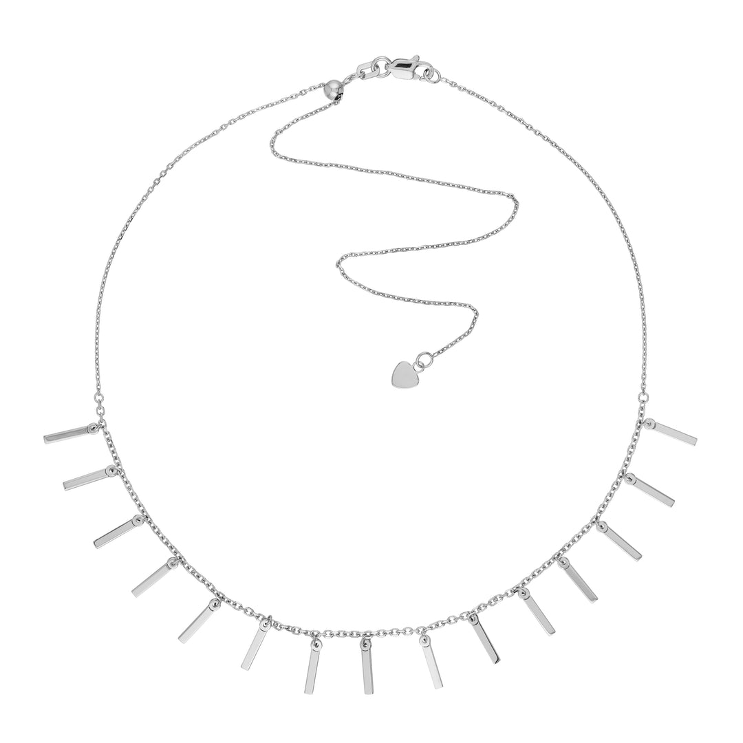 Sterling Silver Staple Bar Dangles Adjustable Choker
