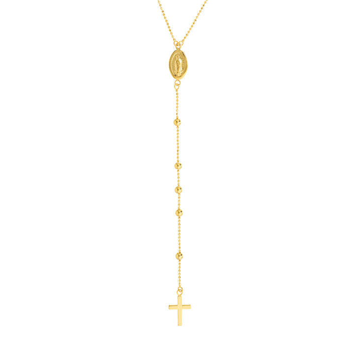Virgin Mary with Cross Beaded Y-Necklace