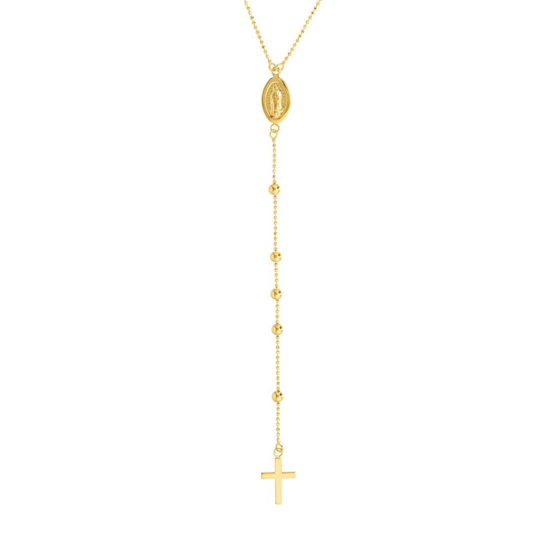 Virgin Mary with Cross Beaded Y-Necklace