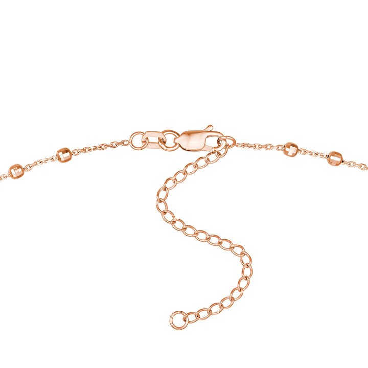 Diamond-Cut Bead Station Choker Chain Adjustable Lobster Lk