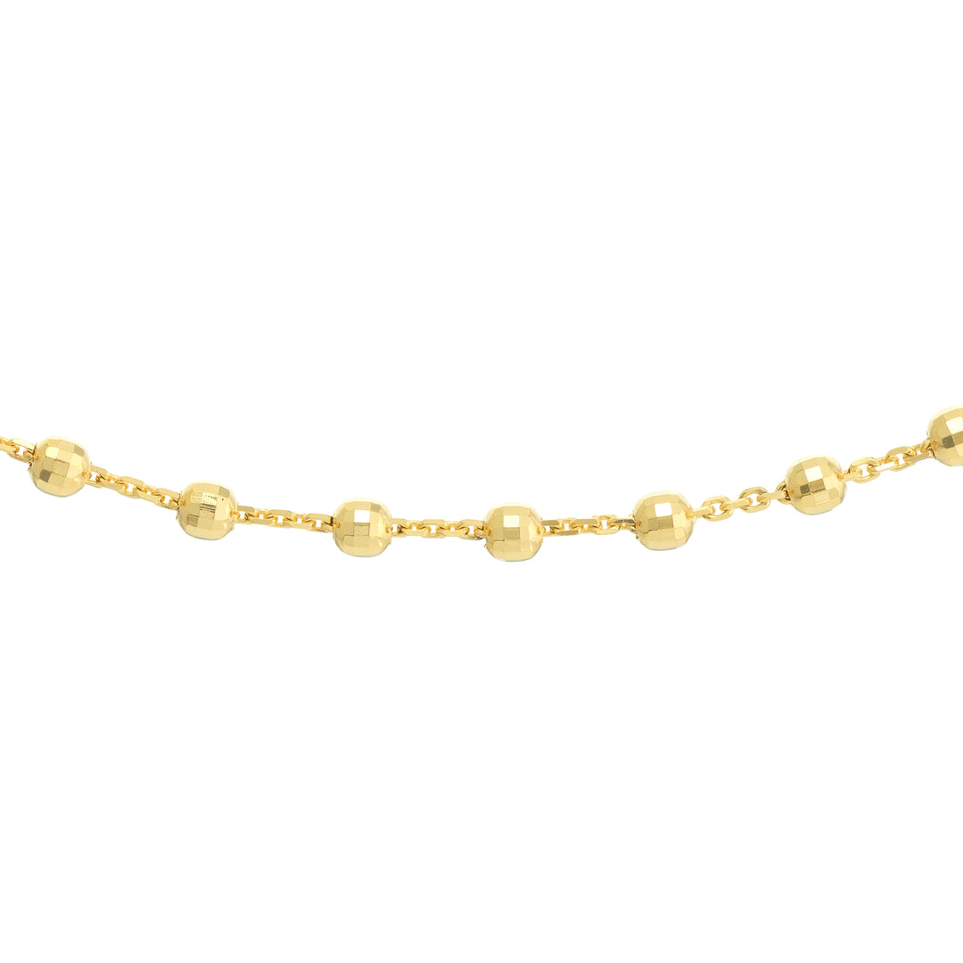 Diamond-Cut Bead Station Choker Chain Adjustable Lobster Lk