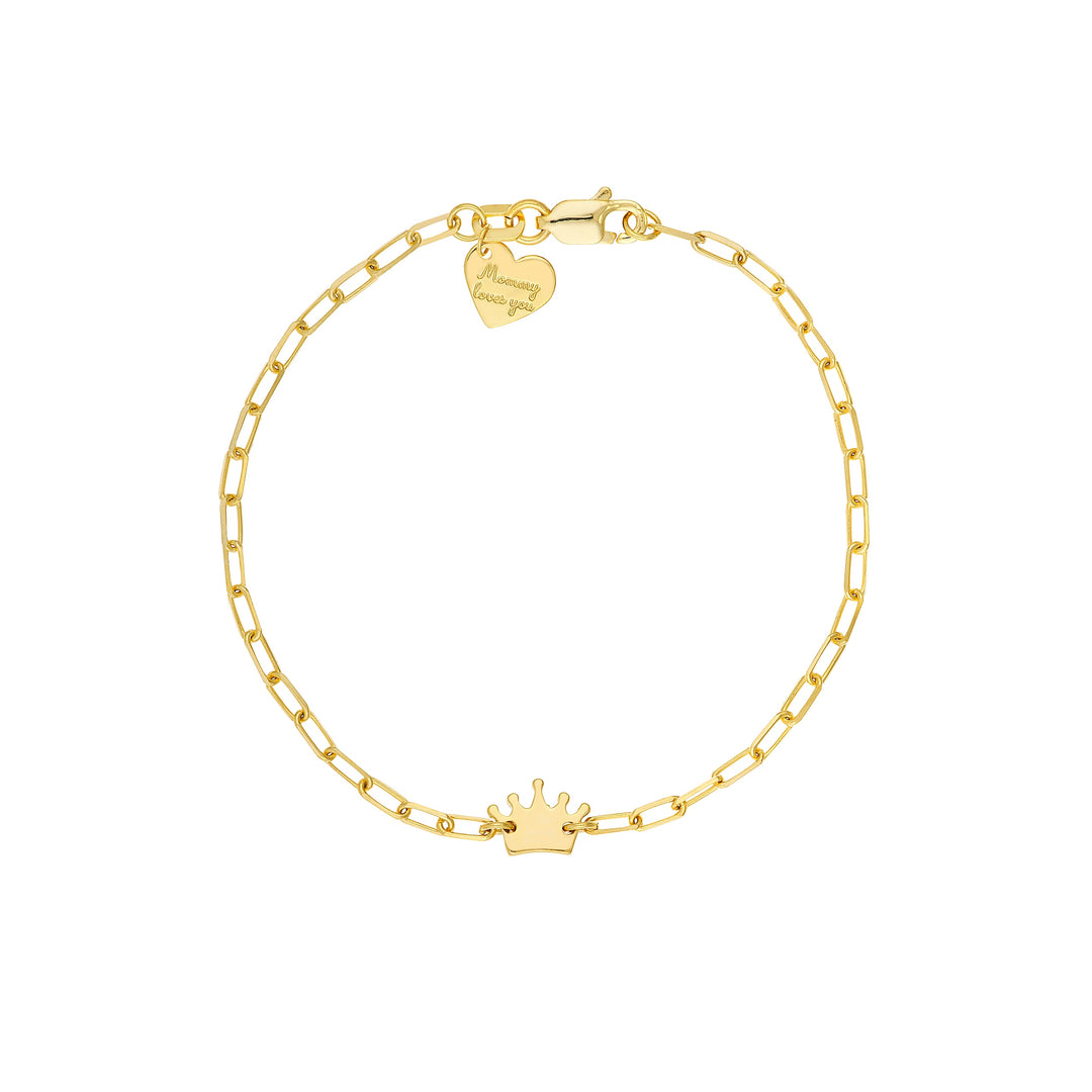 Kids Paper Clip Chain Bracelet with Crown