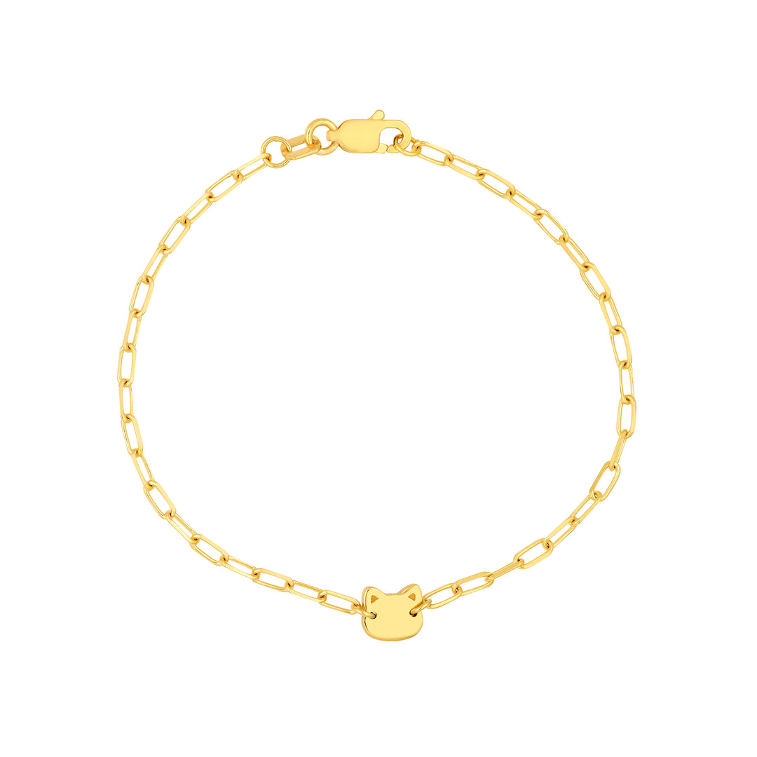 Kids Paper Clip Chain Bracelet with Cat