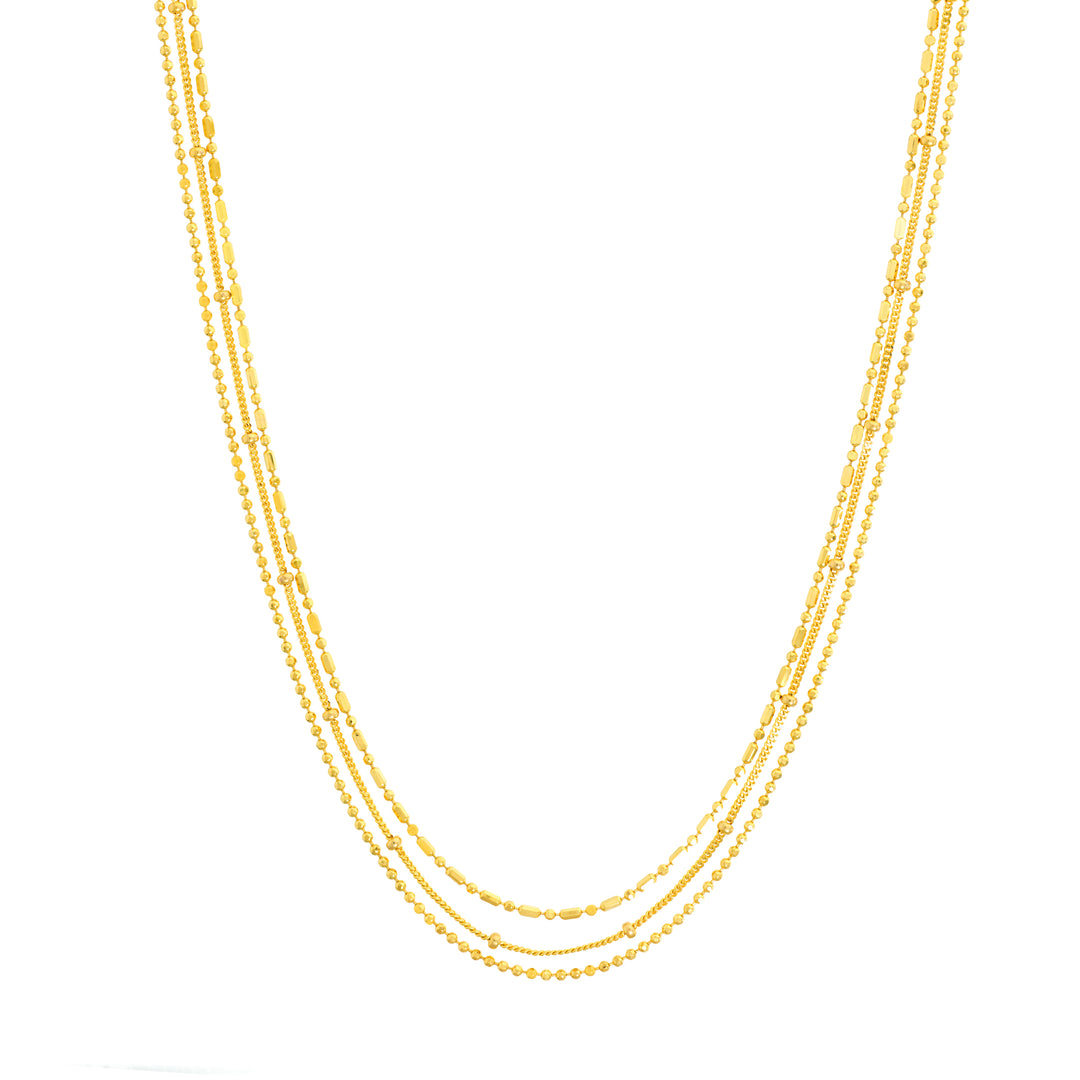 Mixed-Bead Triple Strand Necklace
