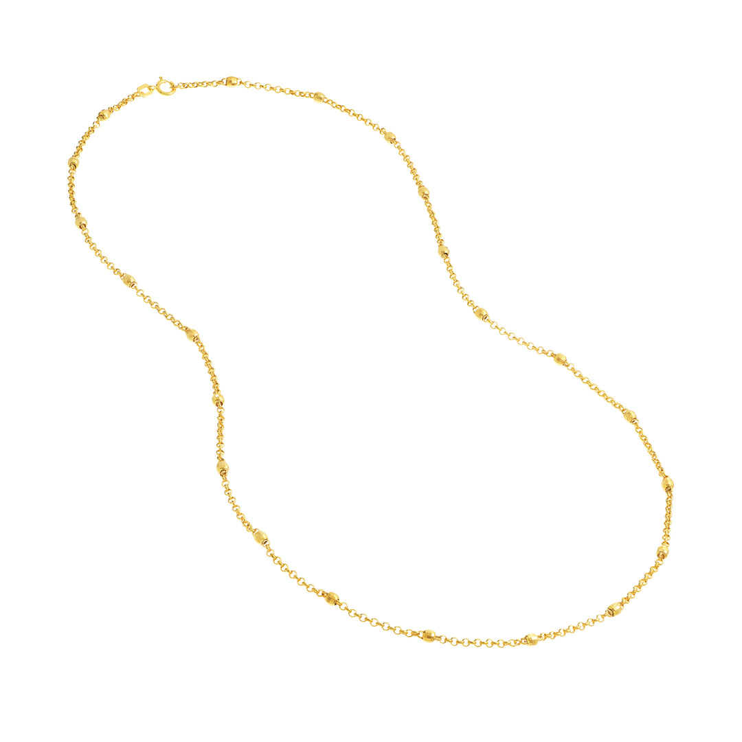 3mm Disco Bead Rolo Chain Necklace