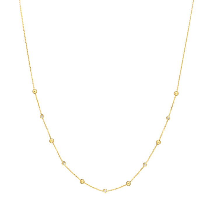 Alternating Bezel Diamond & Bead Necklace