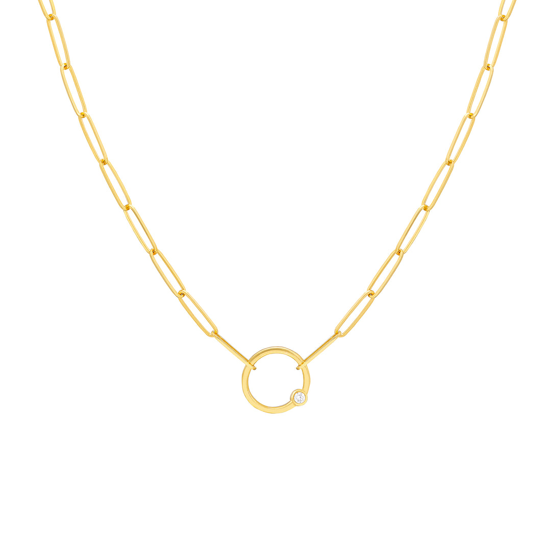 Bezel Diamond Ring Paper Clip Necklace