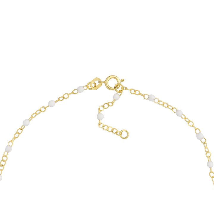 White Enamel Bead on Piatto Chain