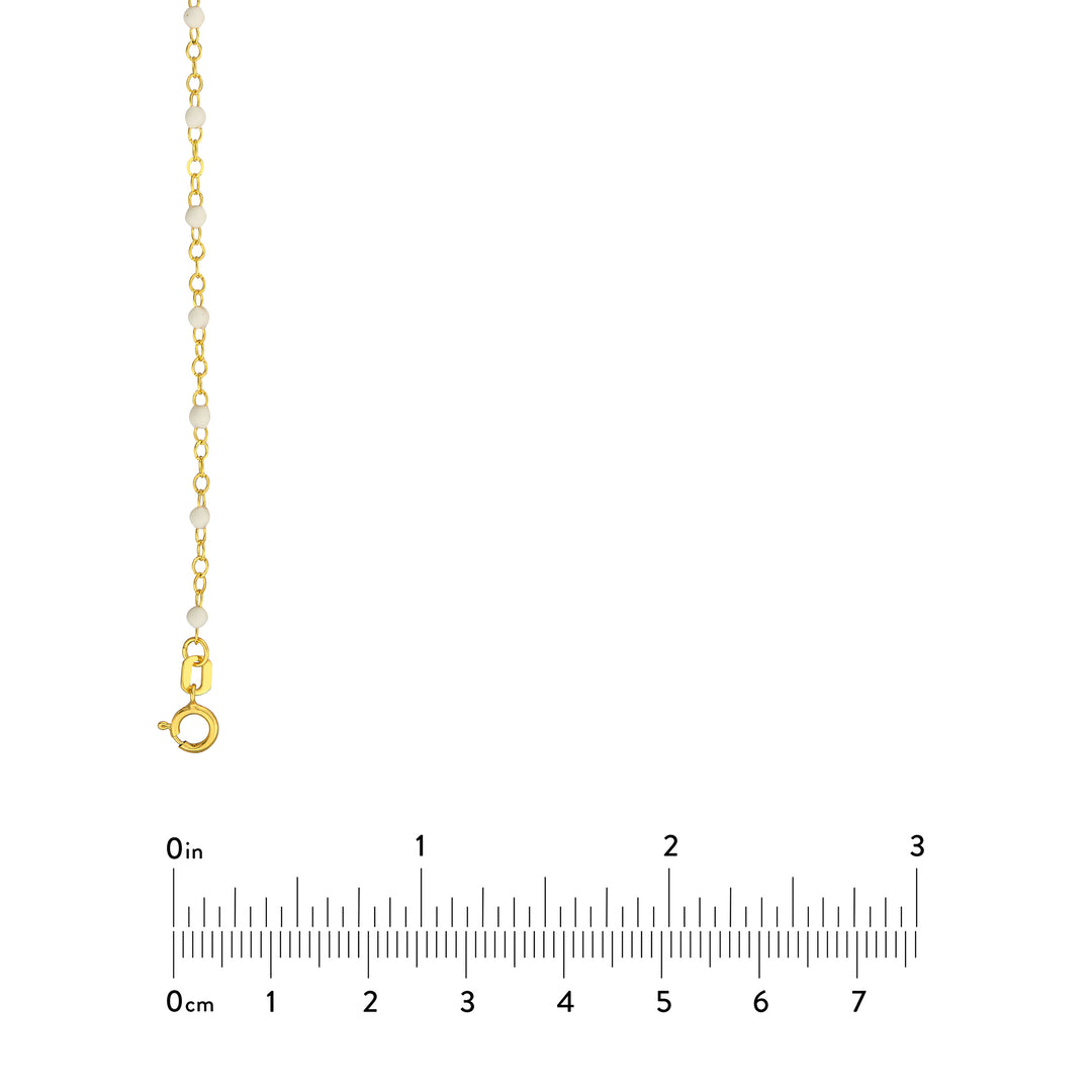 White Enamel Bead on Piatto Chain