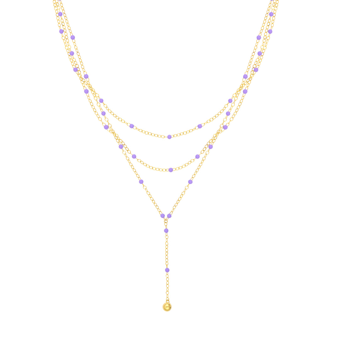 Lilac Enamel Layered Lariat Necklace