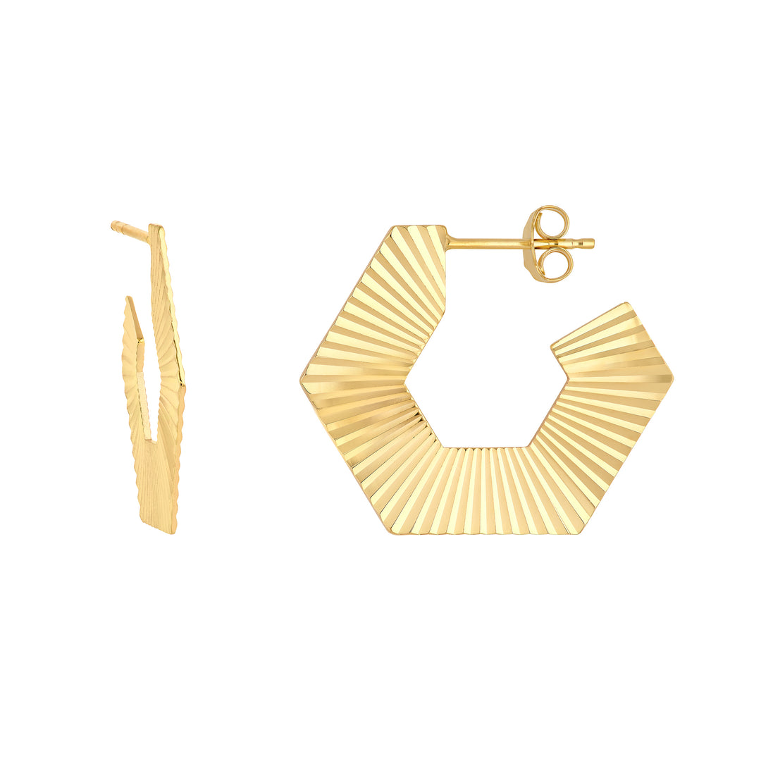 Hexagon Radiant J Hoop Earrings