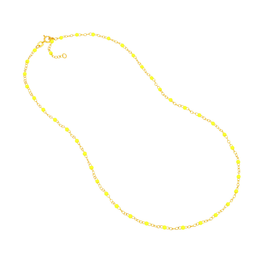 Neon Yellow Enamel Bead Piatto Chain