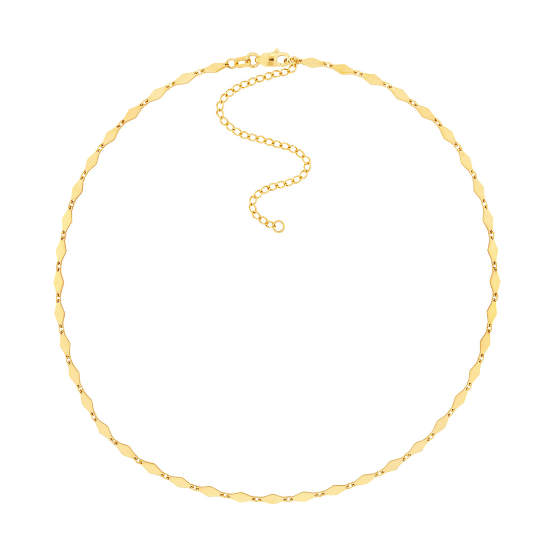 Mirror Diamond Shape Link Choker Necklace with Lobster