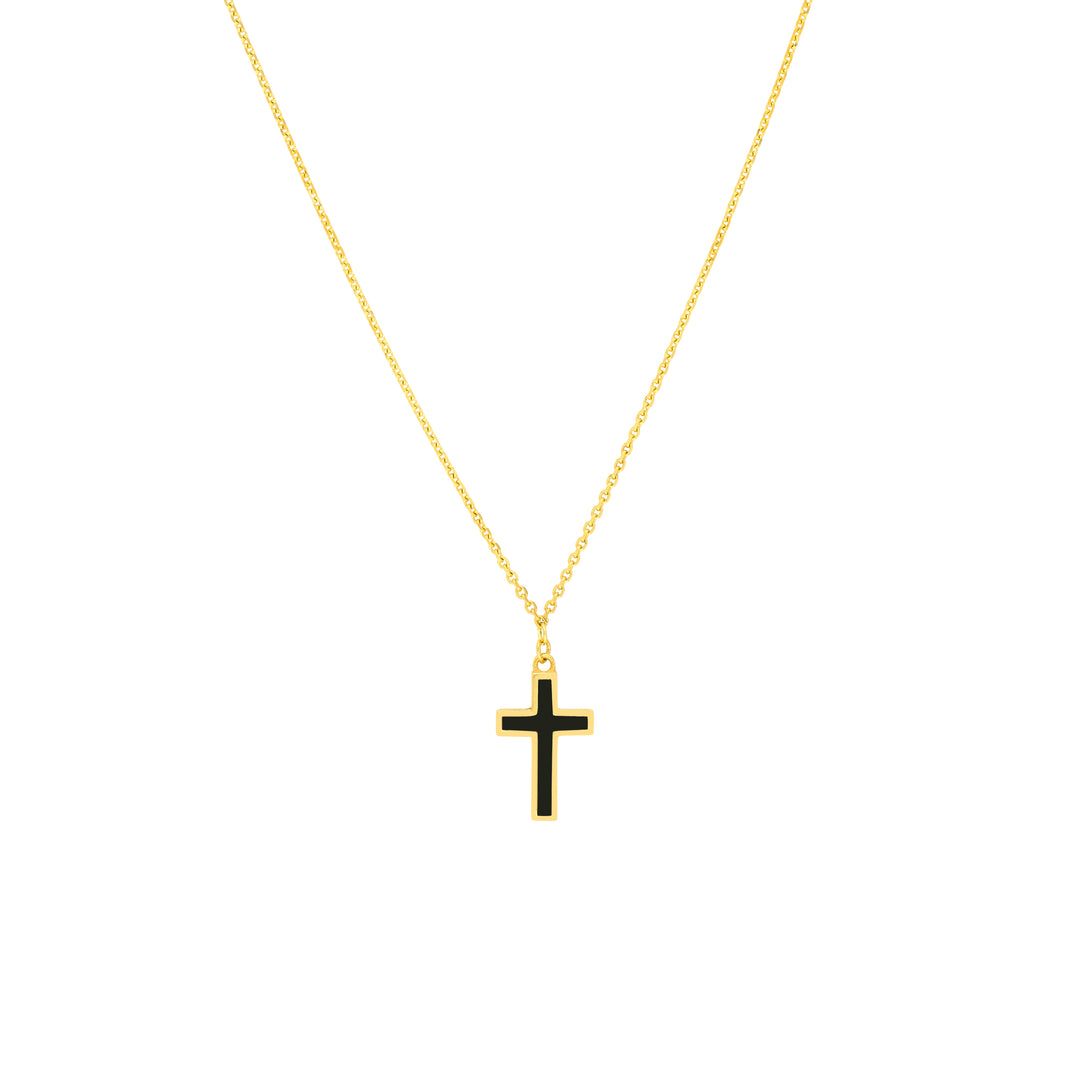 Black Enamel Cross Adjustable Necklace