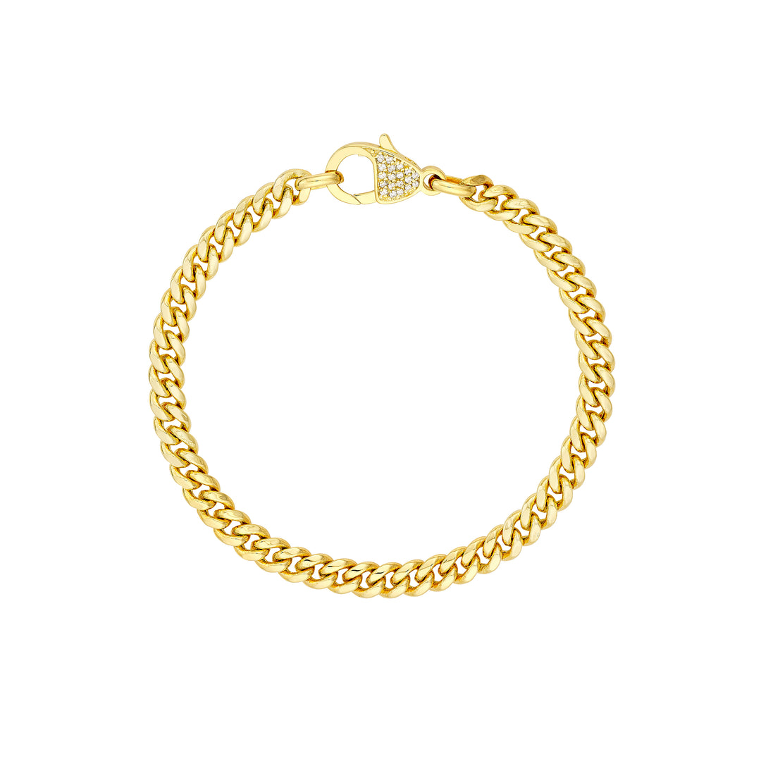 Pavé Diamond Pear Lock Curb Chain Bracelet