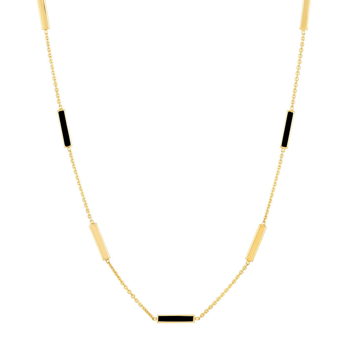 Black Enamel Alternating Bar Station Necklace